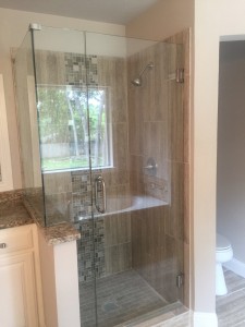Seamless Shower with Brush Nickel Frameless glass